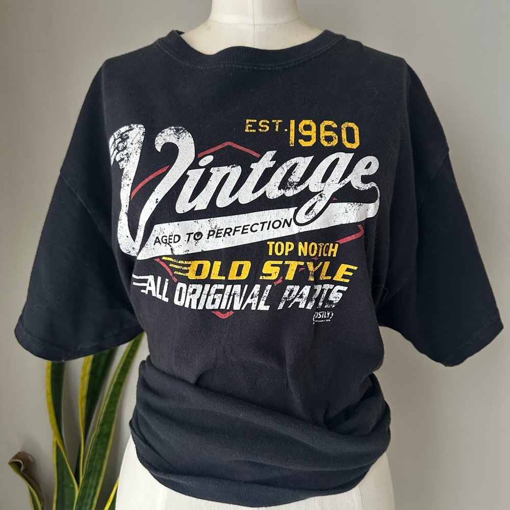 Vintage 1960 Unisex Black Graphic Tee Soft Graphic T